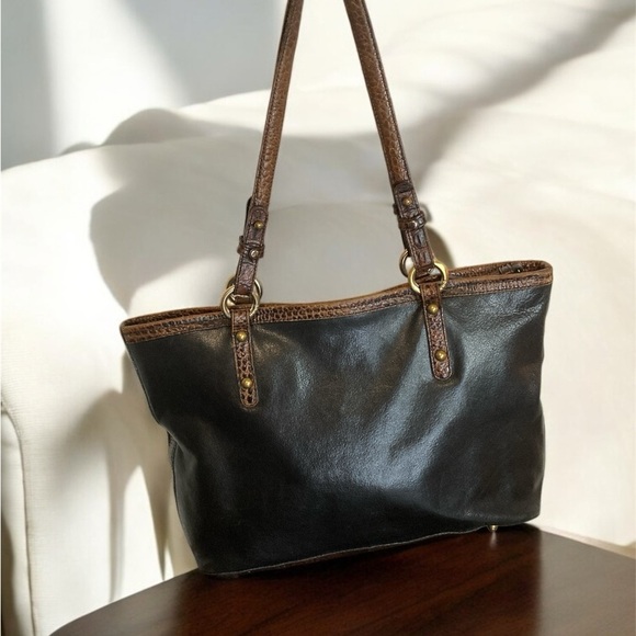 BRAHMIN ANNA BLACK TUSCAN LEATHER VINTAGE SHOULDERBAG TOTE - Picture 2 of 13